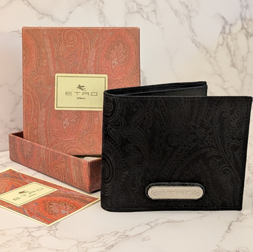 Etro Black Paisley Men's Wallet With Original Packaging